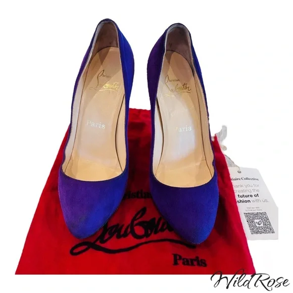 CHRISTIAN LOUBOUTIN New Declic Velours Purple Suede Pumps SZ 37